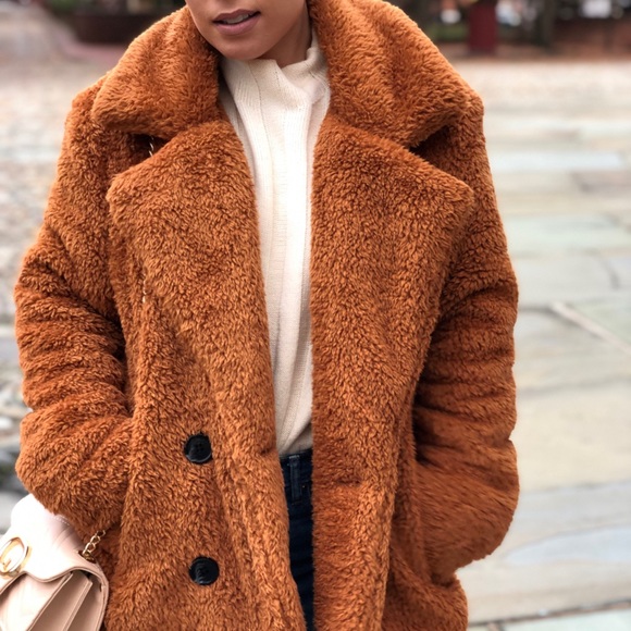 🆕Myra Rust Brown Faux Fur Teddy Coat - Picture 6 of 8